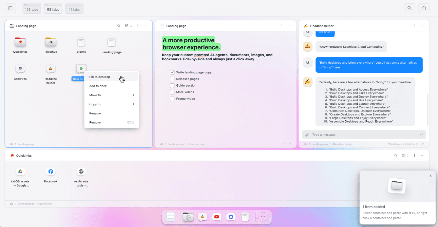 tabOS Web preview